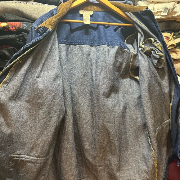 Vintage Sag Harbor Denim Corduroy Chore Barn Coat Jacket Womens Large - Picture 3 of 9